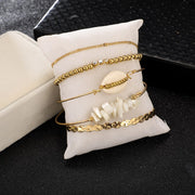 Beach Bracelets - 5-Piece Gold Beaded Set