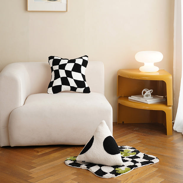 Checkerboard Pillow for Stylish Living Room Sofa Combo