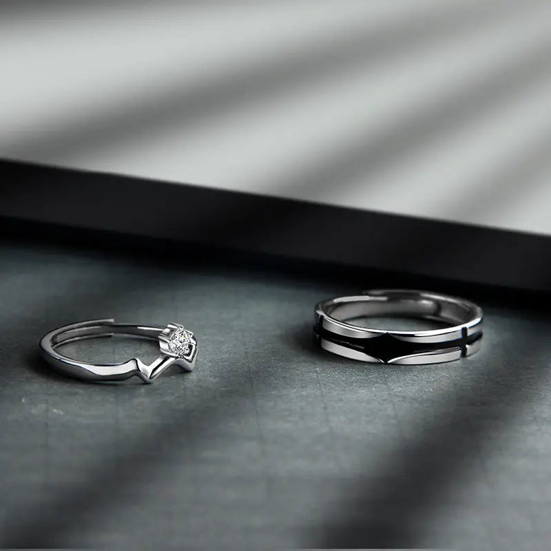 Paar Ringe aus Sterlingsilber für Damen und Herren