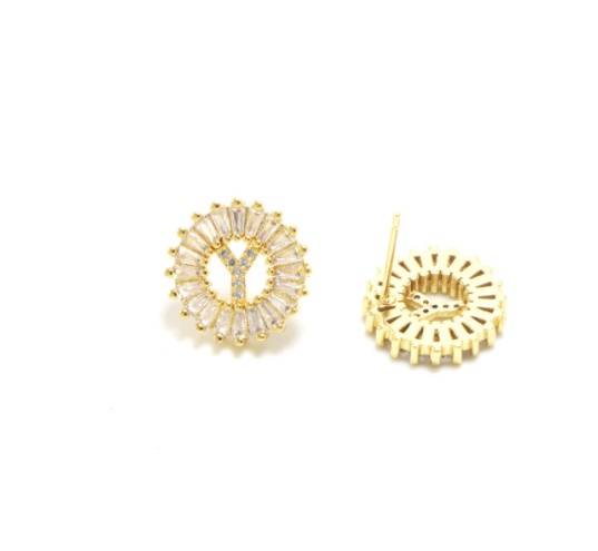 Women Chic Gold Letter Studs