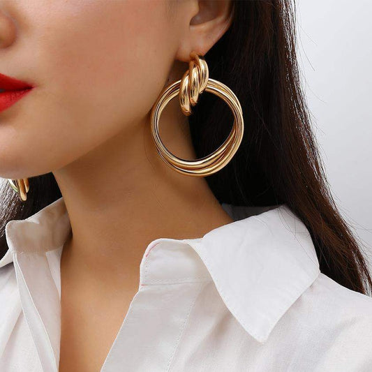 Chic Hollow Round Alloy Drop Earrings