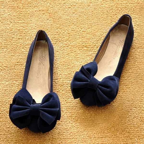 Black Stylish Bow Flat Shoes