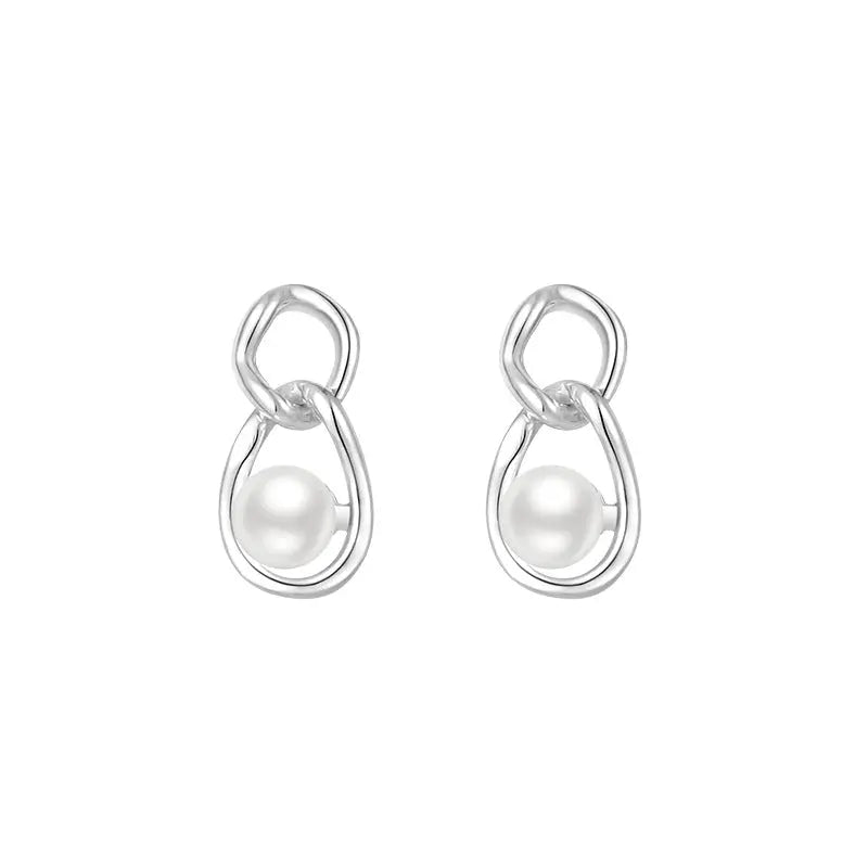 Elegant Chain Pearl Studs - Light Luxury Earrings