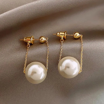 Korean Geometric Pearl Earrings