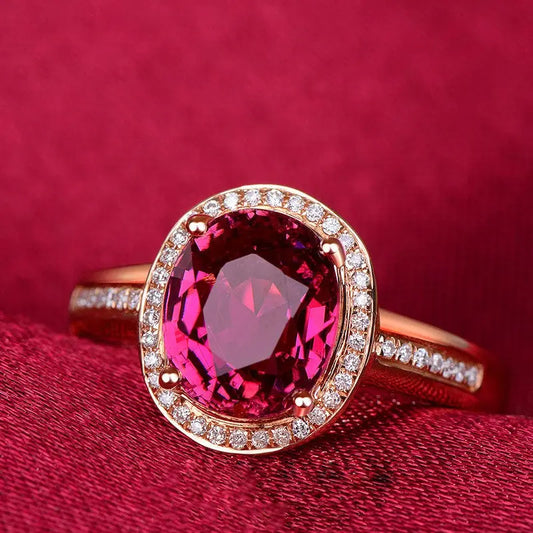 Rote Kristall-Rubin-Edelstein-Diamant-Ringe