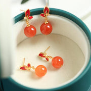 Natural South Red Agate Earrings For Women