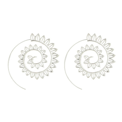 Boucles d'oreilles rondes en spirale pour femmes, couleur or