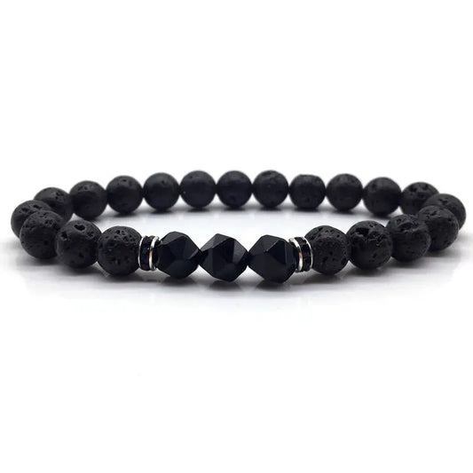 Bracelet pierre volcanique pierre pailletée