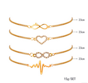 Elegant Gold Crystal Heart Bracelet Set for Weddings