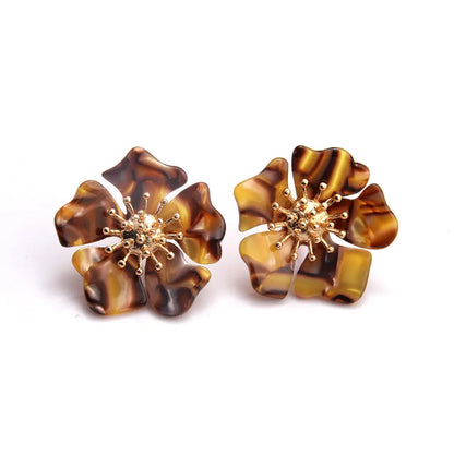 Women Elegant Alloy Flower Earrings