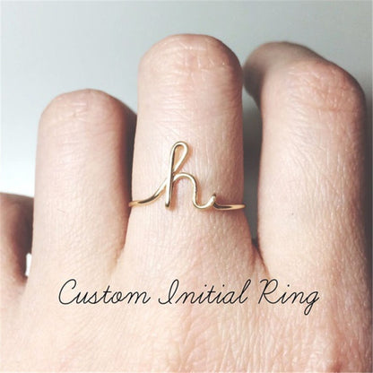 Gold Silver A-Z Initial Rings - Unisex