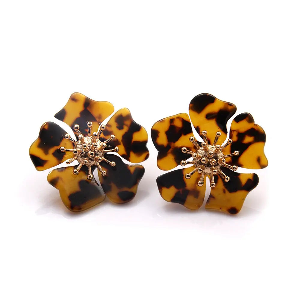 Women Elegant Alloy Flower Earrings