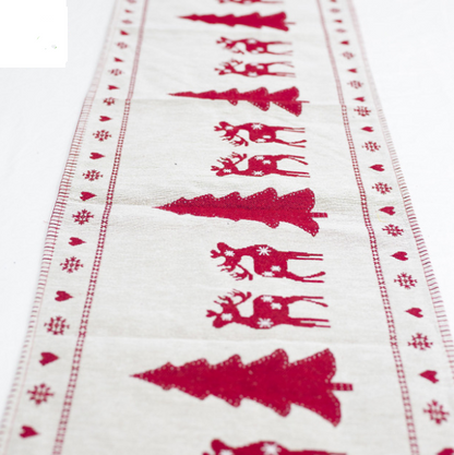 Christmas Table Runner with Elk and Snowman