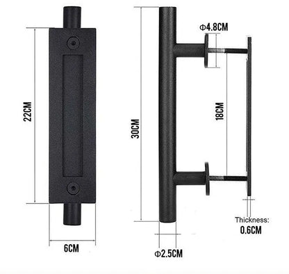 Poignée de porte de grange en bois noir - Poignée de porte coulissante double face