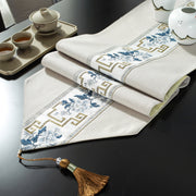 Chinese Zen Tea Ceremony Table Flag - Elegant Fabric for Long Dining Table