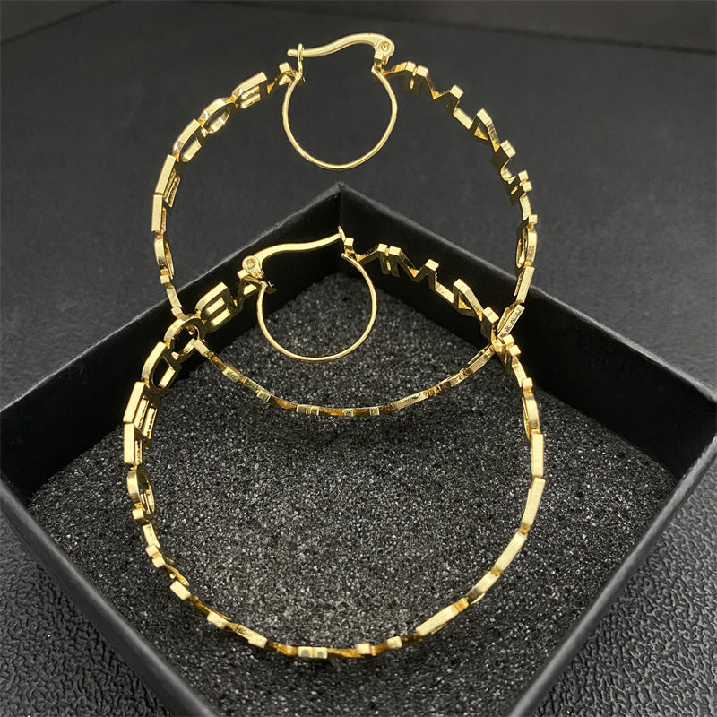 Custom Letter Circle Earrings