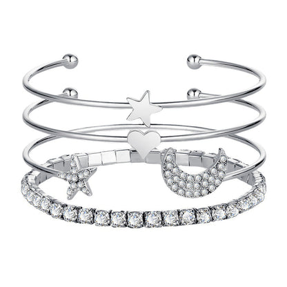 Himmlischer Charme: Mond, Sterne und Manschettenarmband für Damen