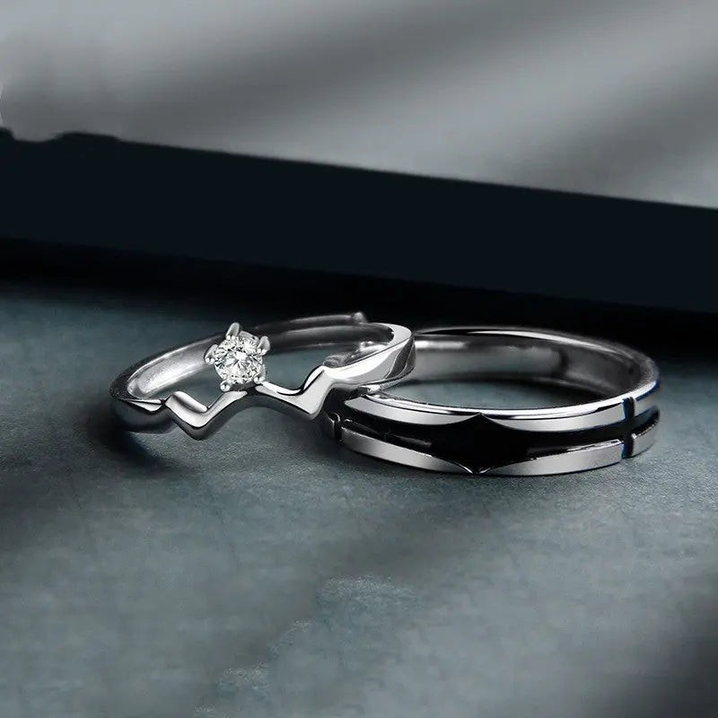 Paar Ringe aus Sterlingsilber für Damen und Herren