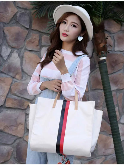 Canvas Stripe Tote Bag for Women