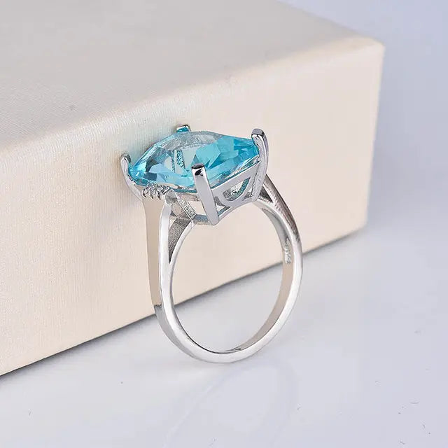 Radiant Paraiba Gemstone Rings for Women