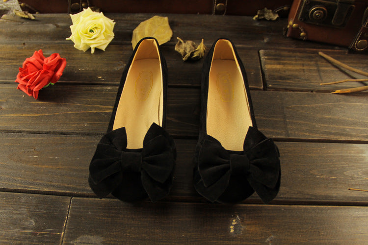 Black Stylish Bow Flat Shoes