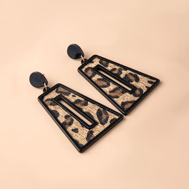 Women Vintage Geometric Leopard Skin Acrylic Earrings