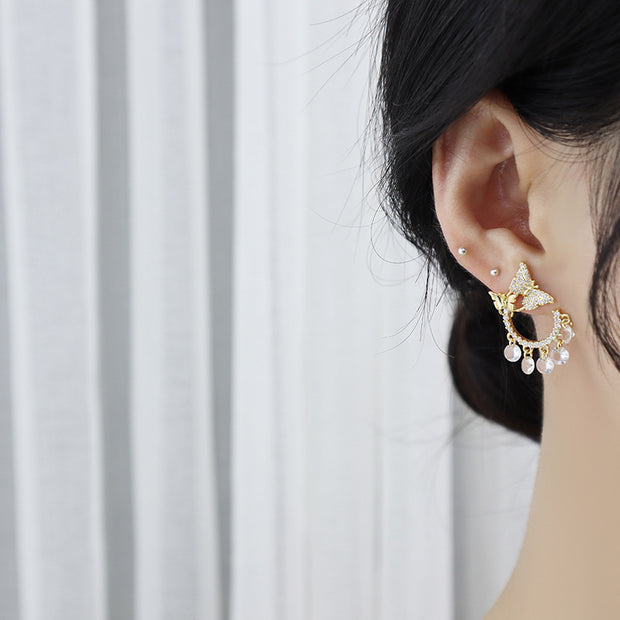 Luxury Butterfly Tassel Zircon Earrings For Women
