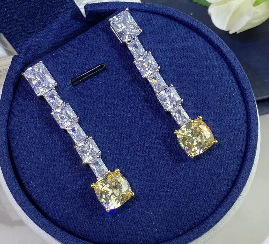 Women Radiant Yellow Diamond Earrings