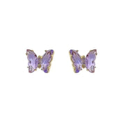 Temperament Purple Transparent Crystal Butterfly Earrings For Women