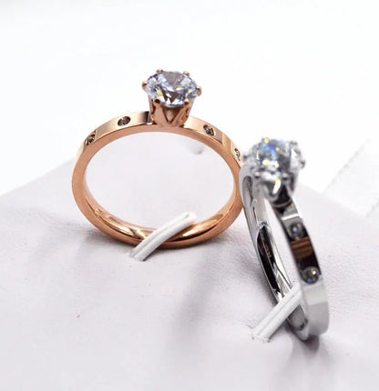 Set of 4 Small Diamond Rose Gold Rings