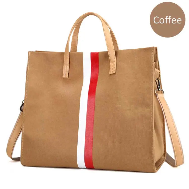 Canvas Stripe Tote Bag for Women