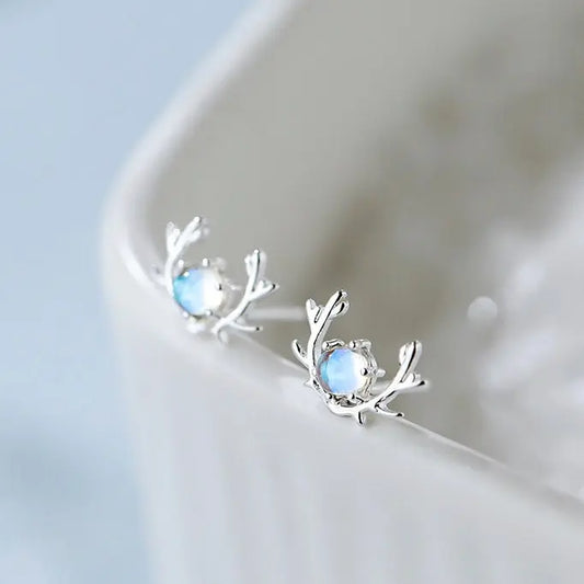 Graceful 925 Sterling Elk Stud Earrings