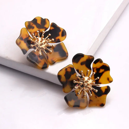 Women Elegant Alloy Flower Earrings