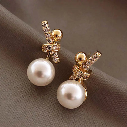 Korean Geometric Pearl Earrings