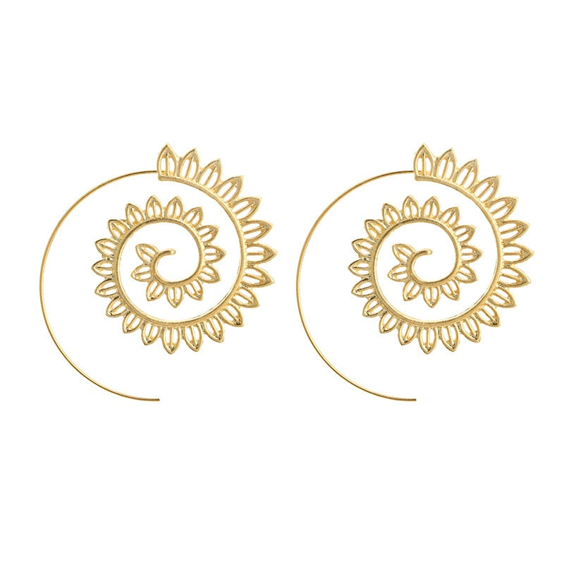 Runde Spiral-Ohrringe für Damen in Goldfarbe