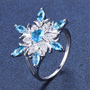 Blue Star Zircon Flower Ring