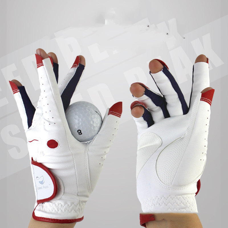 Breathable PU Golf Fingerless Gloves