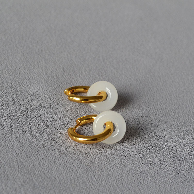 Retro Stone Ring Earrings - Stylish & Natural
