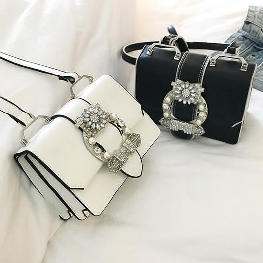 Diamond Lock Shoulder Bags - Leather Handbags