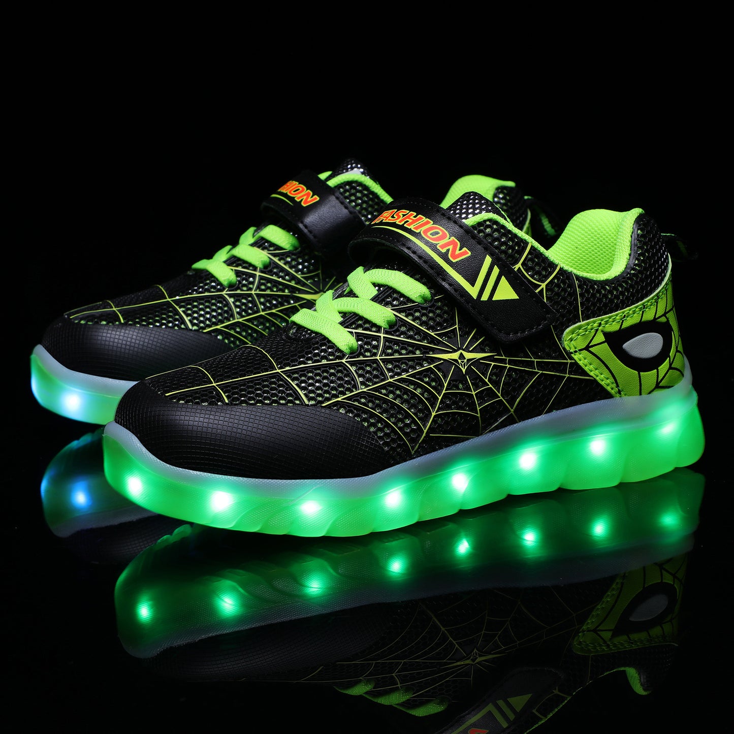 Kids Glowing Hook Loop Shoes