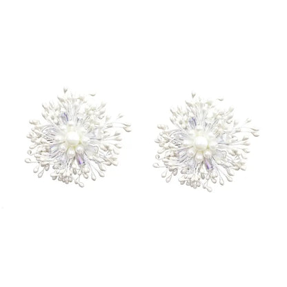 Women Retro Earrings Exaggerated White Flowers