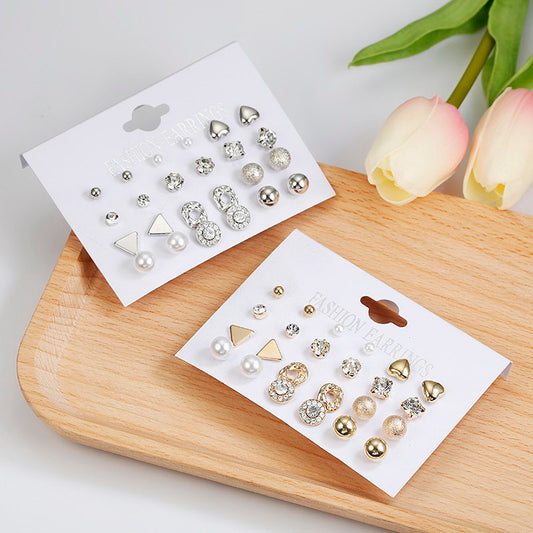 Women Crystal Pearl Heart-shaped Earrings