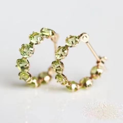 Olive Crystal Seven Small Diamond Earrings For Women