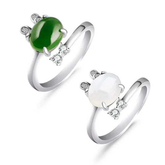 Bague Ajustable Rétro Lapin Jade