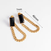 Zircon Tassel Earrings: Titanium Steel Chic