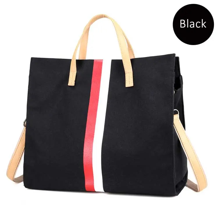 Canvas Stripe Tote Bag for Women