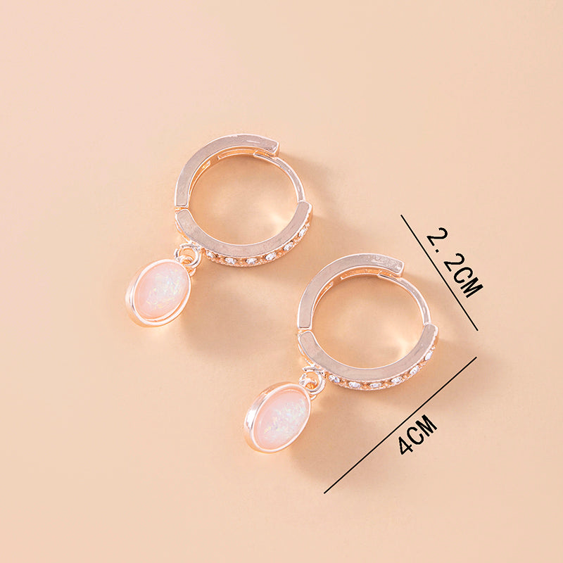 Boucles d'oreilles femme pierre opale rose