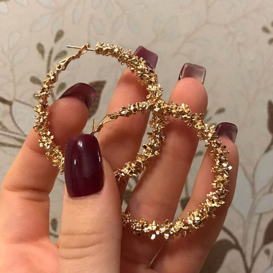 Women Gold Round Pearl Earrings Set