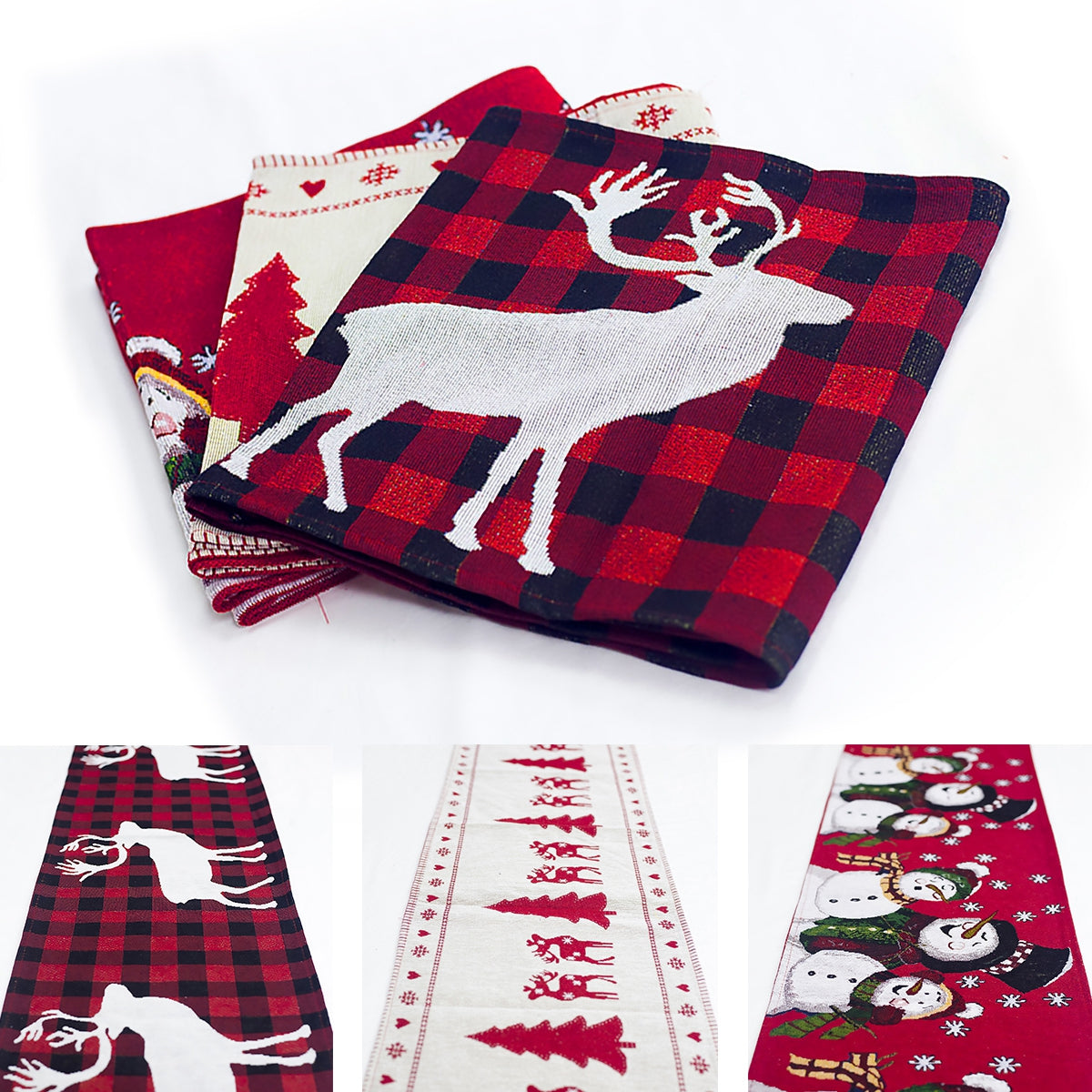 Christmas Table Runner with Elk and Snowman