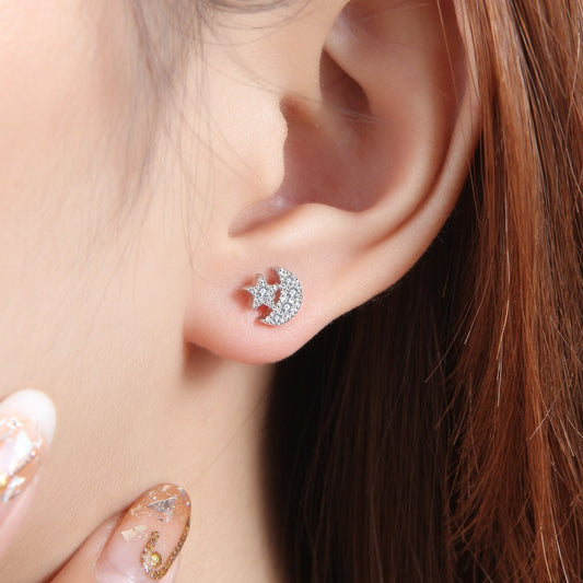 Boucles d'oreilles asymétriques étoile lune pour femme